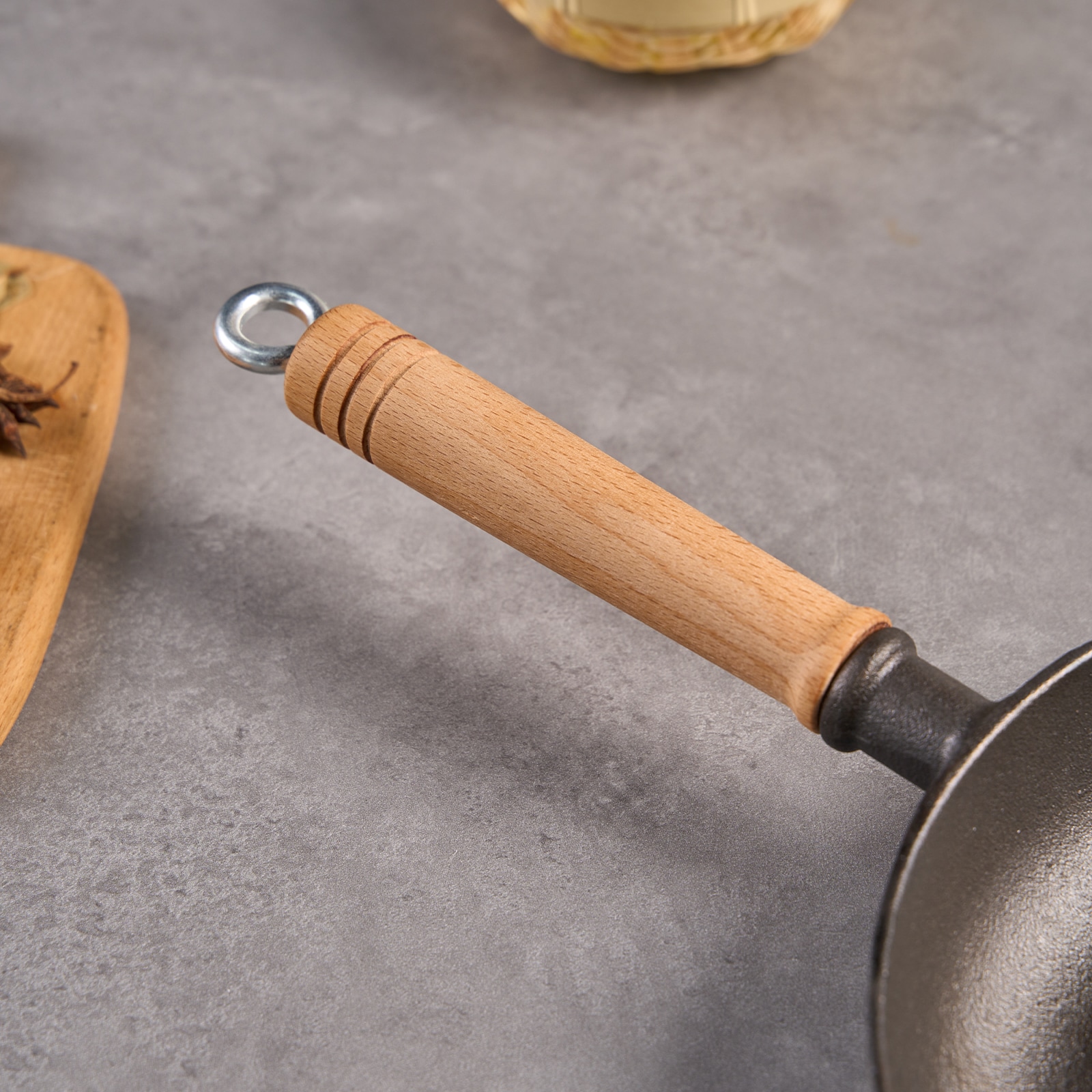 WANGYUANJI 11"Cast Iron Frying Pan, Non-stick Pan, Uncoated Pancake Skillet, Steak Frying Pan, With Wooden Handle, Household For All Stove, Free Steel Wire Ball_voghion.com